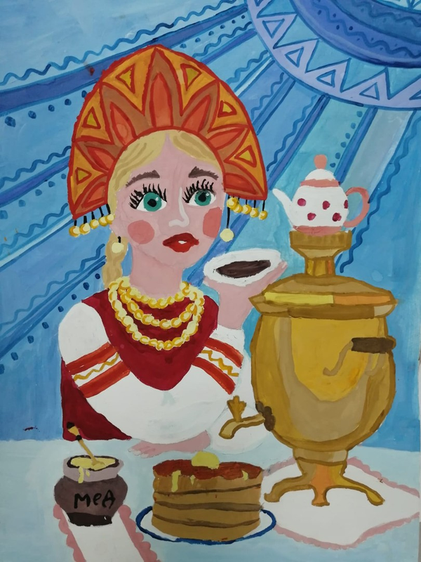 Детский рисунок - Русская красавица