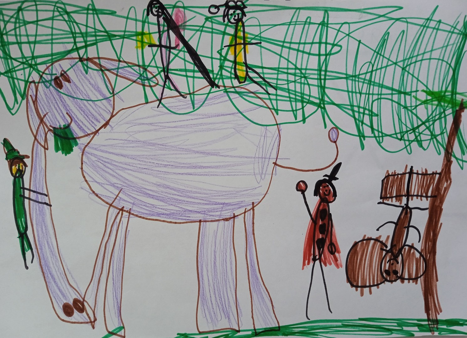 Детский рисунок - Добрый Слон и все друзья