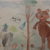 Рисунок "Медведь в лесу" на конкурс "Супер-конкурс детского рисунка "Школа Зверят""