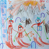 Рисунок "Весёлый спуск  с горы" на конкурс "Конкурс детского рисунка "Моя Семья - 2021""