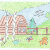 Рисунок "дом за околицей" на конкурс "Конкурс детского рисунка “Мой родной, любимый край”"