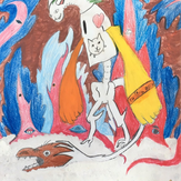 Рисунок "Кони пашут- девки пляшут- а евражки хвостами машут" на конкурс "Конкурс детского рисунка “Невероятные животные - 2018”"
