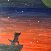 Рисунок "Одинокий волк на закате" на конкурс "Конкурс детского рисунка "Рисовашки и друзья""