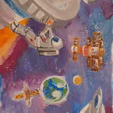 Рисунок "Ремонт шатла" на конкурс "Конкурс детского рисунка “Таинственный космос - 2022”"