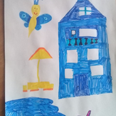 Рисунок "Эвелинка и её новый домик" на конкурс "Домик для Эвелинки. 3-й конкурс рисунка по 1-й серии «Летать»"