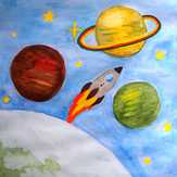 Рисунок "Космический полёт" на конкурс "Конкурс детского рисунка “Таинственный космос - 2018”"