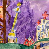 Рисунок "Город по мотивам игры Майнкрафт" на конкурс "Конкурс детского рисунка "Миры компьютерных игр""
