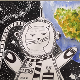 Рисунок "Котонавт" на конкурс "Конкурс детского рисунка “Таинственный космос - 2022”"