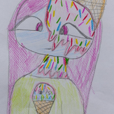 Рисунок "Девочка с мороженным" на конкурс "Конкурс творческого рисунка “Свободная тема-2021”"