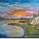Рисунок "Закат на озере"