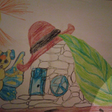 Рисунок "бабочка эвелинка со своим домиком" на конкурс "Конкурс детского рисунка "Рисовашки - серии 1, 2, 3""