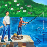 Рисунок "На рыбалке" на конкурс "Конкурс детского рисунка "Моя Семья - 2021""