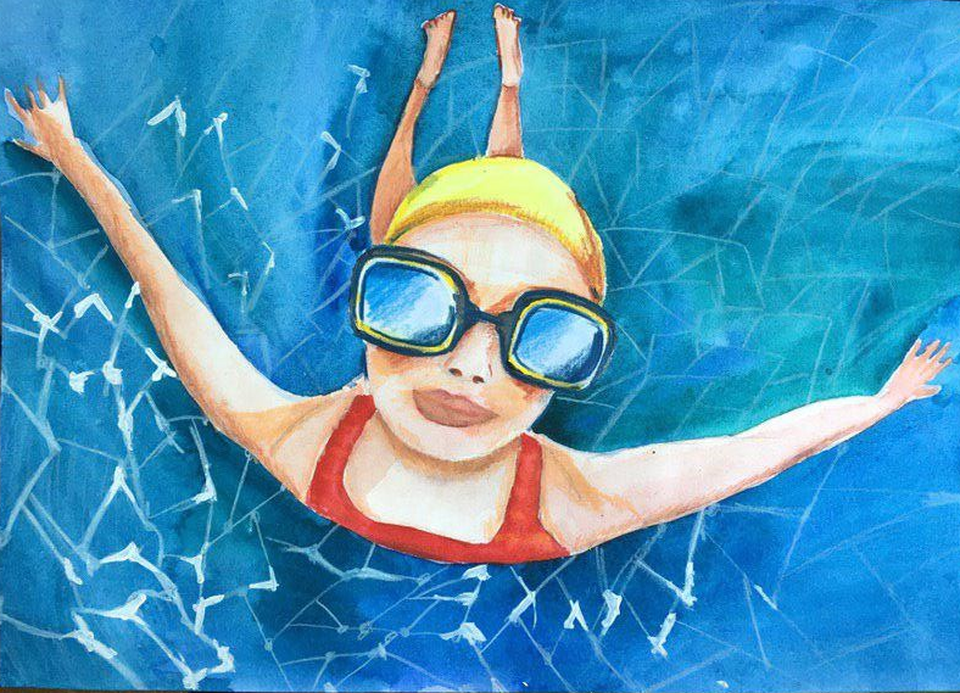 Детский рисунок - Как рыба в воде