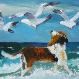 Рисунок "Собака и море" на конкурс "Конкурс творческого рисунка “Свободная тема-2019”"