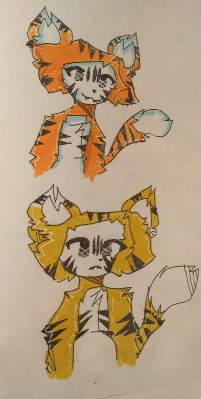 Детский рисунок - Тигрята