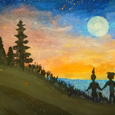 Рисунок "Волшебная прогулка под луной" на конкурс "Конкурс детского рисунка "Рисовашки и друзья""
