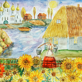 Рисунок "Осень в казачьей станице" на конкурс "Конкурс творческого рисунка “Свободная тема-2022”"