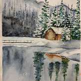 Рисунок "Отражение пейзажа в озере" на конкурс "Конкурс творческого рисунка “Свободная тема-2020”"