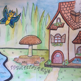 Рисунок "Дом и сад Эвелинки" на конкурс "Домик для Эвелинки. Конкурс по 1-й серии «Летать»"