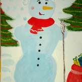 Рисунок "Снеговик с мешком подарков"
