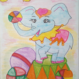 Рисунок "Верный слоник в цирке" на конкурс "Конкурс детского рисунка "Рисовашки - серии 1, 2, 3""