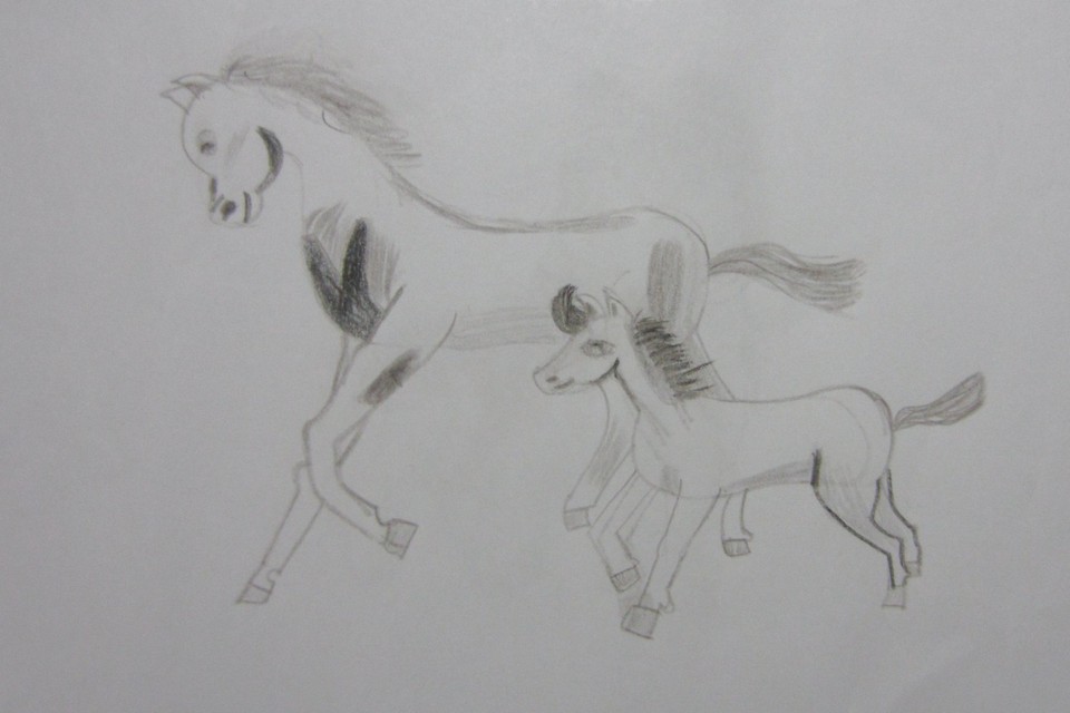 Детский рисунок - Лошадки