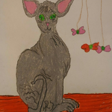Рисунок "Моя любимая кошка - сфинкс Килька" на конкурс "Конкурс детского рисунка "Любимое животное - 2018""