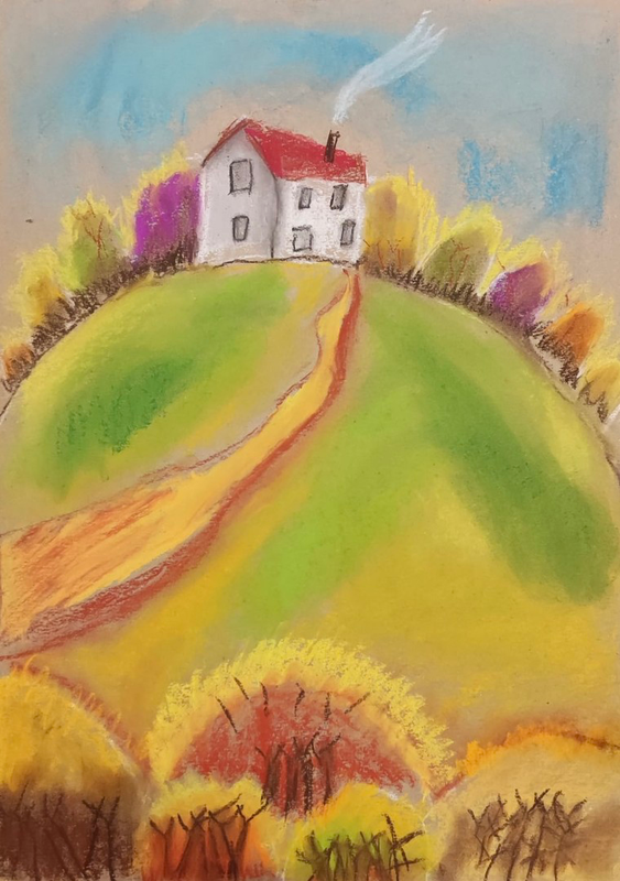 Детский рисунок - Разноцветная осень