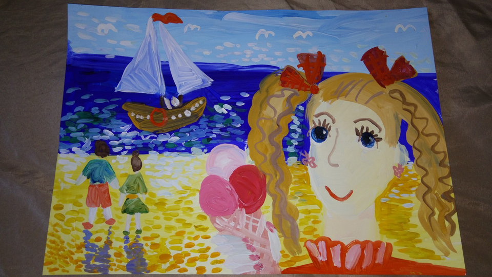 Детский рисунок - Мой отдых мечты на море