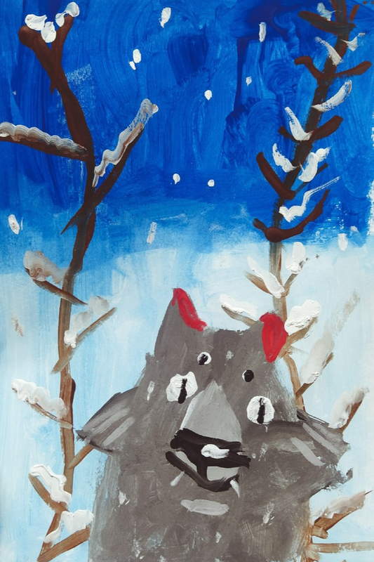 Детский рисунок - Серый волк