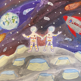 Рисунок "Два космонавта" на конкурс "Конкурс творческого рисунка “Свободная тема-2021”"