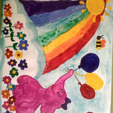 Рисунок "Розовый слоненок" на конкурс "Конкурс детского рисунка "Рисовашки и друзья""