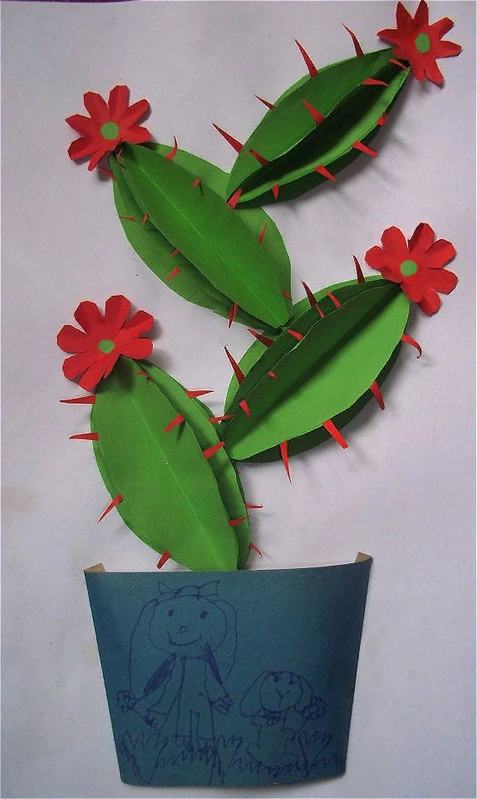 Детский рисунок - Цветущий кактус
