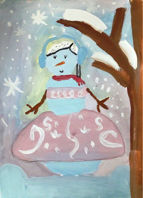 Детский рисунок - Девочка Снеговичка