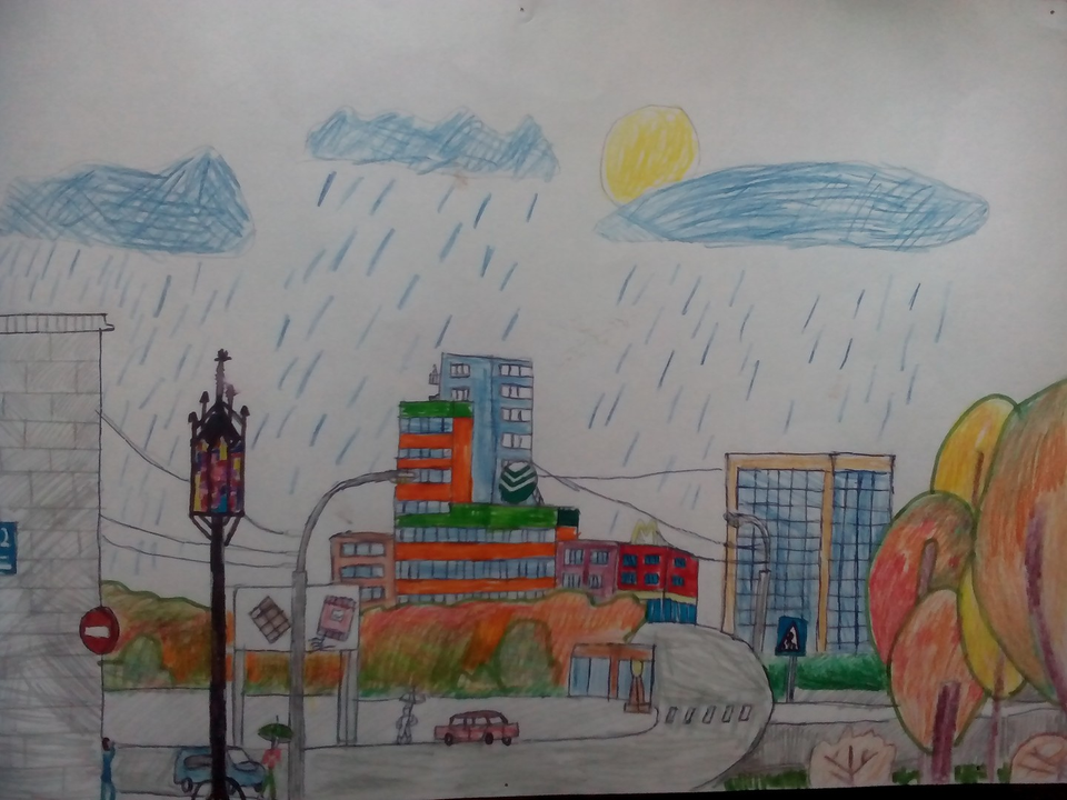 Детский рисунок - Новосибирскосенью