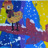 Рисунок "Птичка на ветке" на конкурс "Конкурс детского рисунка "Новогодняя Фантазия""
