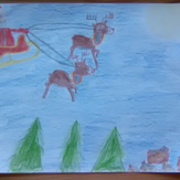 Рисунок "Дед Мороз спешит доставить подарки" на конкурс "Конкурс детского рисунка “Новогодняя Открытка-2019”"