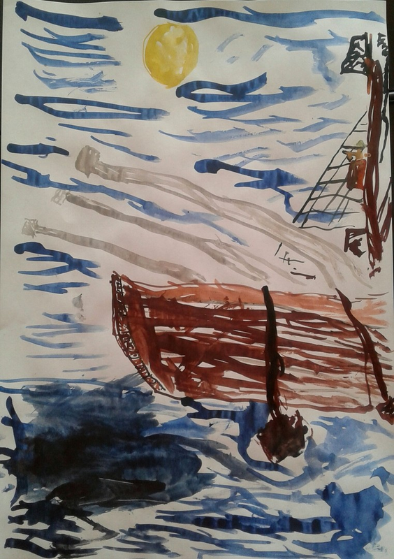 Детский рисунок - Пиратский корабль