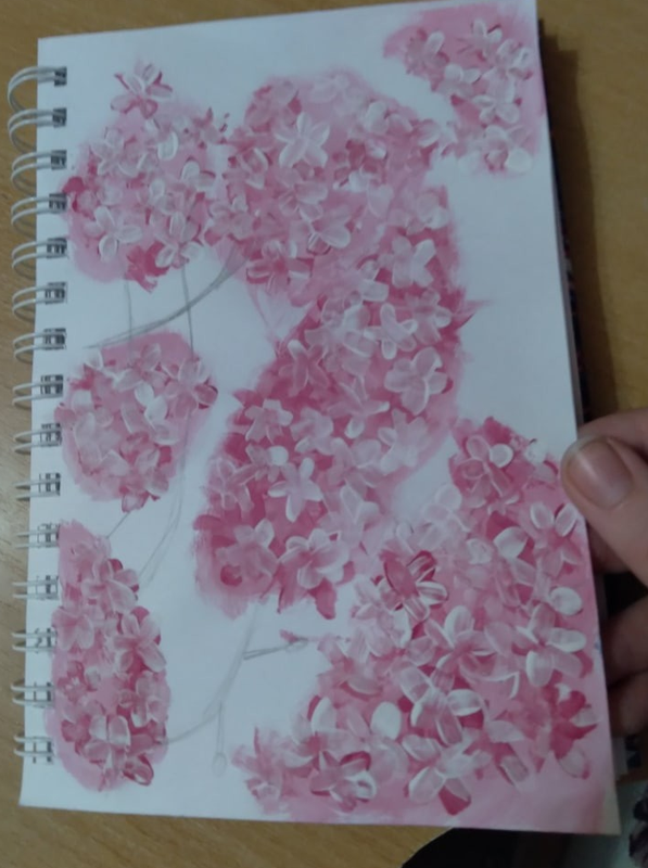 Детский рисунок - Цветки сакуры