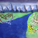 Рисунок "Весна пришла в горы" на конкурс "Конкурс творческого рисунка “Свободная тема-2020”"