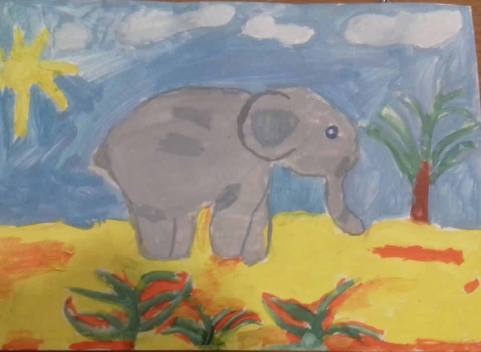 Детский рисунок - Африканский слон