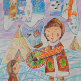 Рисунок "Шаман рассказывает сказки народов севера" на конкурс "Конкурс творческого рисунка “Свободная тема-2021”"