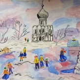 Рисунок "Рождественский каток" на конкурс "Конкурс рисунка "Новогоднее Настроение 2017""