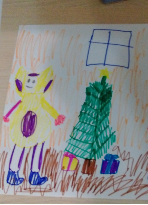 Детский рисунок - Новый год  Кукутика Сени