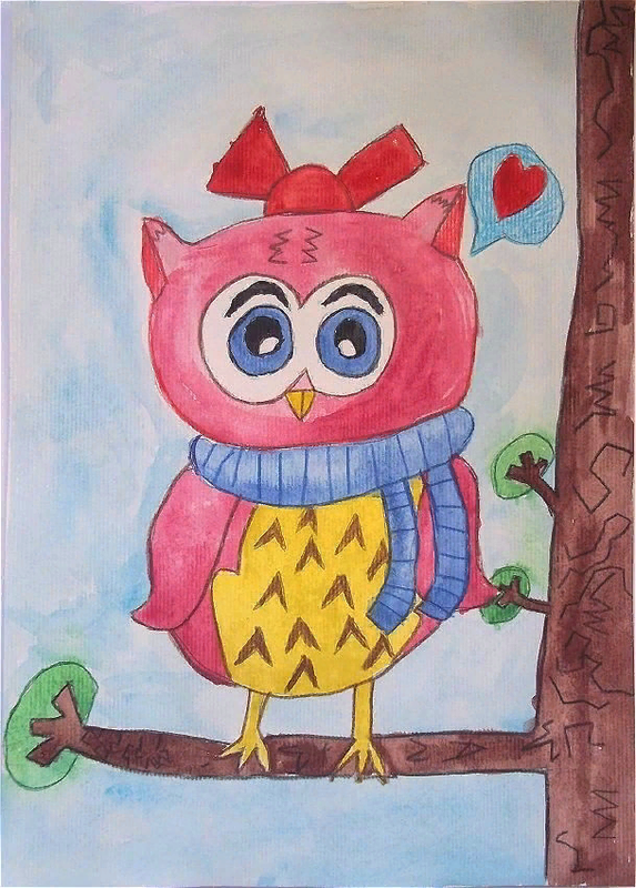 Детский рисунок - Милая совушка