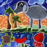 Рисунок "Слоник на прогулке" на конкурс "Конкурс детского рисунка "Рисовашки - 1-5 серии""