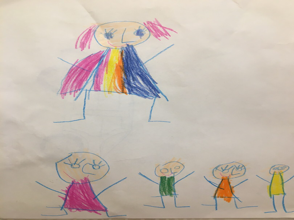 Детский рисунок - Фея Вдохновения и мелки