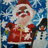 Рисунок "Дед мороз и снеговик" на конкурс "Конкурс детского рисунка “Новогодняя Открытка-2019”"