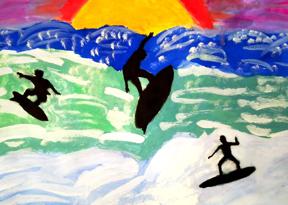 Детский рисунок - Серфинг
