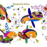 Рисунок "Нападение пакматроников на космических бабочек" на конкурс "Конкурс детского рисунка “Невероятные животные - 2018”"